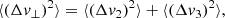 $$ \begin{aligned} \langle (\Delta v_{\perp })^2 \rangle&=\langle (\Delta v_{2})^{2}\rangle +\langle (\Delta v_{3})^{2}\rangle , \end{aligned} $$