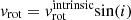 $ v_{\mathrm{rot}}=v_{\mathrm{rot}}^{\mathrm{intrinsic}}\mathrm{sin}(i) $