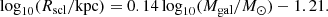 $$ \begin{aligned} \log _{10} (R_{\rm scl}/\mathrm{kpc}) = 0.14\log _{10}(M_{\rm gal}/M_\odot )-1.21 . \end{aligned} $$