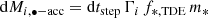 $$ \begin{aligned} \mathrm{d} M_{i,\bullet -\mathrm{acc}}= \mathrm{d}t_{\rm step} \, \Gamma _{i} \,f_{*,\mathrm {TDE}}\,m_* \end{aligned} $$