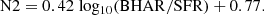 $$ \begin{aligned} \mathrm{N2} = 0.42\;\mathrm{log_{10}(BHAR/SFR)} + 0.77. \end{aligned} $$