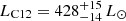 $ L_{\mathrm{C12}} = 428^{+15}_{-14}\,L_{\odot} $