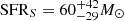 $ \text{ SFR}_S = 60^{+42}_{-29} M_{\odot} $