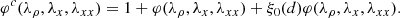 $$ \begin{aligned} \varphi ^c(\lambda _{\rho },\lambda _{x},\lambda _{xx})=1+ \varphi (\lambda _{\rho },\lambda _{x},\lambda _{xx})+ \xi _0(d) \varphi (\lambda _{\rho },\lambda _{x},\lambda _{xx}). \end{aligned} $$