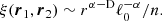 $$ \begin{aligned} \xi (\boldsymbol{r}_{1},\boldsymbol{r}_{2}) \sim r^\mathrm{\alpha -D}\ell _0^{-\alpha }/n. \end{aligned} $$