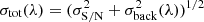 $ \sigma_{{\rm tot}}(\lambda) = (\sigma_{{\rm S/N}}^2 + \sigma_{{\rm back}}^2(\lambda))^{1/2} $