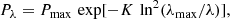$$ \begin{aligned} {P_\lambda = P_{\rm max}\,\exp [-K\,\ln ^2(\lambda _{\rm max}/\lambda )]}, \end{aligned} $$