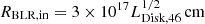 $ R_\text{BLR,in}={3\times 10^{17}} L_\text{Disk,46}^{1/2}\, {\rm cm} $