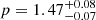 $ p = {1.47}_{ -0.07}^{ +0.08} $