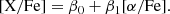 $$ \begin{aligned} \mathrm{[X/Fe]} = \beta _0 + \beta _1 [\alpha /\mathrm{Fe}]. \end{aligned} $$