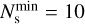 $N_{\rm{s}}^{{\rm{min}}} = 10$