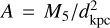 $A = {M_5}/d_{{\rm{kpc}}}^2$