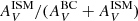 $ A_V^\text{ISM} / (A_V^\text{BC}+A_V^\text{ISM}) $