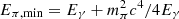 $ E_{\pi,{\rm min}}=E_\gamma+m_\pi^2c^4/4E_\gamma $