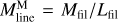 $M_{{\rm{line }}}^{\rm{M}} = {M_{{\rm{fil}}}}/{L_{{\rm{fil}}}}$