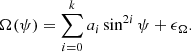 $$ \begin{aligned} \Omega (\psi ) = \sum _{i=0}^{k} a_{i}\sin ^{2i}\psi + \epsilon _{\Omega } . \end{aligned} $$
