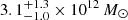 $ 3.1^{+1.3}_{-1.0} \times 10^{12}\,M_{\odot} $