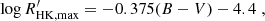 $$ \begin{aligned} \log R^{\prime }_{\rm HK, max} = - 0.375 (B-V) - 4.4 \; , \end{aligned} $$
