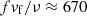 $ f v_{\mathrm{f}}/ \nu \approx 670 $