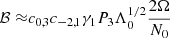 $$ \begin{aligned} \mathcal{B} \approx&c_{0,3}c_{-2,1} \gamma _1 P_3 \Lambda _{0}^{1/2} \frac{2 \Omega }{N_0} \end{aligned} $$