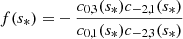 $$ \begin{aligned} f(s_*)=&-\frac{c_{0,3}(s_*)c_{-2,1}(s_*)}{c_{0,1}(s_*)c_{-2,3}(s_*)} \end{aligned} $$