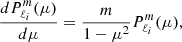 $$ \begin{aligned} \frac{dP_{\ell _i}^{m}(\mu )}{d\mu } = \frac{m}{1-\mu ^2}P_{\ell _i}^{m}(\mu ), \end{aligned} $$