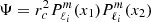 $$ \begin{aligned} \Psi = r_c^2 P_{\ell _i}^m(x_1) P_{\ell _i}^m(x_2) \end{aligned} $$