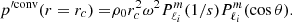 $$ \begin{aligned} p^{\prime \mathrm {conv}}(r=r_c) =&\rho _0 r_c^2 \omega ^2 P_{\ell _i}^m(1/s) P_{\ell _i}^m (\cos \theta ). \end{aligned} $$