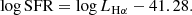 $$ \begin{aligned} \log \mathrm{SFR} = \log L_{\mathrm{H}{\alpha }} -41.28 . \end{aligned} $$