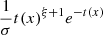 $$ \begin{aligned} \frac{1}{\sigma }t(x)^{\xi + 1} e^{-t(x)} \end{aligned} $$