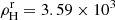 $ \rho^{\mathrm{r}}_{\mathrm{H}}=3.59\times 10^3 $