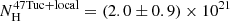$ N_{\mathrm{H}}^{\mathrm{47 Tuc + local}} = (2.0\pm 0.9)\times 10^{21} $