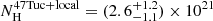 $ N_{\mathrm{H}}^{\mathrm{47 Tuc + local}}=(2.6^{+1.2}_{-1.1})\times 10^{21} $