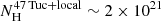 $ N_{\mathrm{H}}^{\mathrm{47\,Tuc + local}}\sim2 \times 10^{21} $
