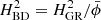 $ H_{\mathrm{BD}}^2 = H_{\mathrm{GR}}^2/\bar\phi $