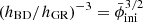 $ (h_{\mathrm{BD}}/h_{\mathrm{GR}})^{-3} = \bar\phi_{\mathrm{ini}}^{3/2} $