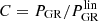 $ C = P_{\mathrm{GR}} / P_{\mathrm{GR}}^{\mathrm{lin}} $