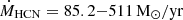 $ \dot{M}_{\mathrm{HCN}}=85.2{-}511\, \mathrm{M_{\odot}/yr} $