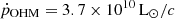 $ \dot{p}_{\mathrm{OHM}} = 3.7 \times 10^{10} \, \mathrm{L_{\odot}}/c $
