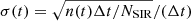 $ \sigma(t) = \sqrt{n(t)\Delta t/N_{\mathrm{SIR}}}/(\Delta t) $