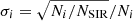 $ \sigma_i=\sqrt{N_i/N_{\mathrm{SIR}}}/N_i $