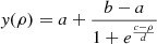$ \mathit{y}(\rho) = a + \frac{b-a}{1+e^{\frac{c-\rho}{d}}} $