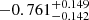 $ -0.761^{+0.149}_{-0.142} $