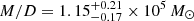 $ M/D=1.15^{+0.21}_{-0.17}\times 10^{5}\,M_{\odot} $