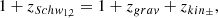 $$ \begin{aligned} 1+z_{Schw_{1,2}}=1+z_{grav}+{z_{kin_{\pm }},} \end{aligned} $$
