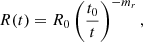 $$ \begin{aligned} R(t) = R_0 \left( \frac{t_0}{t} \right)^{-m_r}, \end{aligned} $$