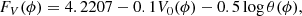 $$ \begin{aligned} F_V(\phi )=4.2207 - 0.1V_0 (\phi )- 0.5 \log \theta (\phi ), \end{aligned} $$