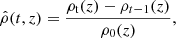 $$ \begin{aligned} \hat{\rho }(t,z) = \frac{\rho _{\rm t}(z) - \rho _{t-1}(z)}{\rho _0(z)}, \end{aligned} $$