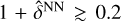 $\[1+\hat{\delta}^{\mathrm{NN}} ~\gtrsim ~0.2\]$