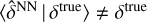 $\[\left\langle\hat{\delta}^{\mathrm{NN}} \mid \delta^{\text {true }}\right\rangle \neq \delta^{\text {true }}\]$